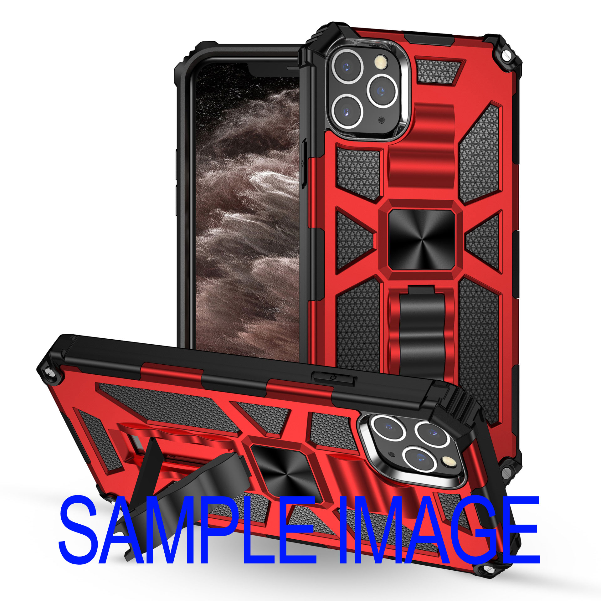 Tuff Armor Hybrid Stand Case with Magnetic PLATE for Samsung Galaxy A11 (Red)